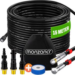Monzana Rohrreinigungsset Premium 109610 , inkl. 3 Adapter, für handelsübliche Hochdruckreiniger, Länge: 15m
