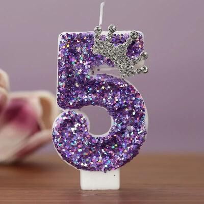 Uplift Picks Purple Crown Number Birthday Candles For Princess Cakes Anniversaries And Celebration Party Decor purple 5