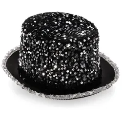 Zylinder "Pailletten", silber/schwarz