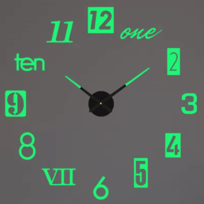 Inspire Picks Large 3D DIY Wall Clock Luminous Silent Wall Clock Stickers For Modern Living Room Decor 013 Luminous