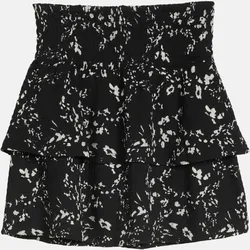 Crinkle Mini-Rock mit Volants Schwarz S