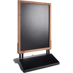 Kundenstopper Holz WOOD-STOP SWING Outdoor, 62 x 87 cm Kreidetafel, windfest, Holz, Kunststoff, braun