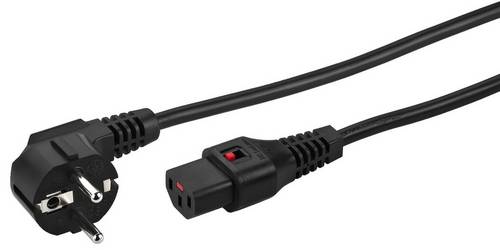 Monacor AAC-200IEC Strom Anschlusskabel [1x Schutzkontakt-Stecker - 1x Kaltgeräte-Stecker C13] 2m Schwarz
