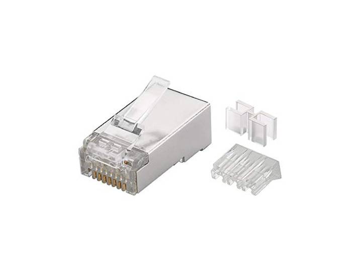 Goobay RJ45-stekker, CAT 6A STP afgeschermd; RJ45-stekker, CAT 6A STP afgeschermd - voor ronde kabel met inrijghulp