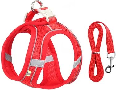 Discount Dollar Deals Adjustable Puppy Harness Set, Dog Accessories, French Bulldog, Chihuahua, Pet Leash, Dog Collar, Cat Harness Vest red xxs