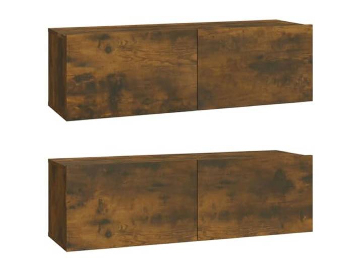 Helloshop26 TV-Möbel, Wandmontage, Multimedia, Regal, Fernseher, Buffet, Fernseher, Esszimmer, Wohnzimmer, Schlafzimmer, 2-teilig, Eiche rauchfarben, 100 x 30 x 30 cm, Holz, Braun 02_0029023