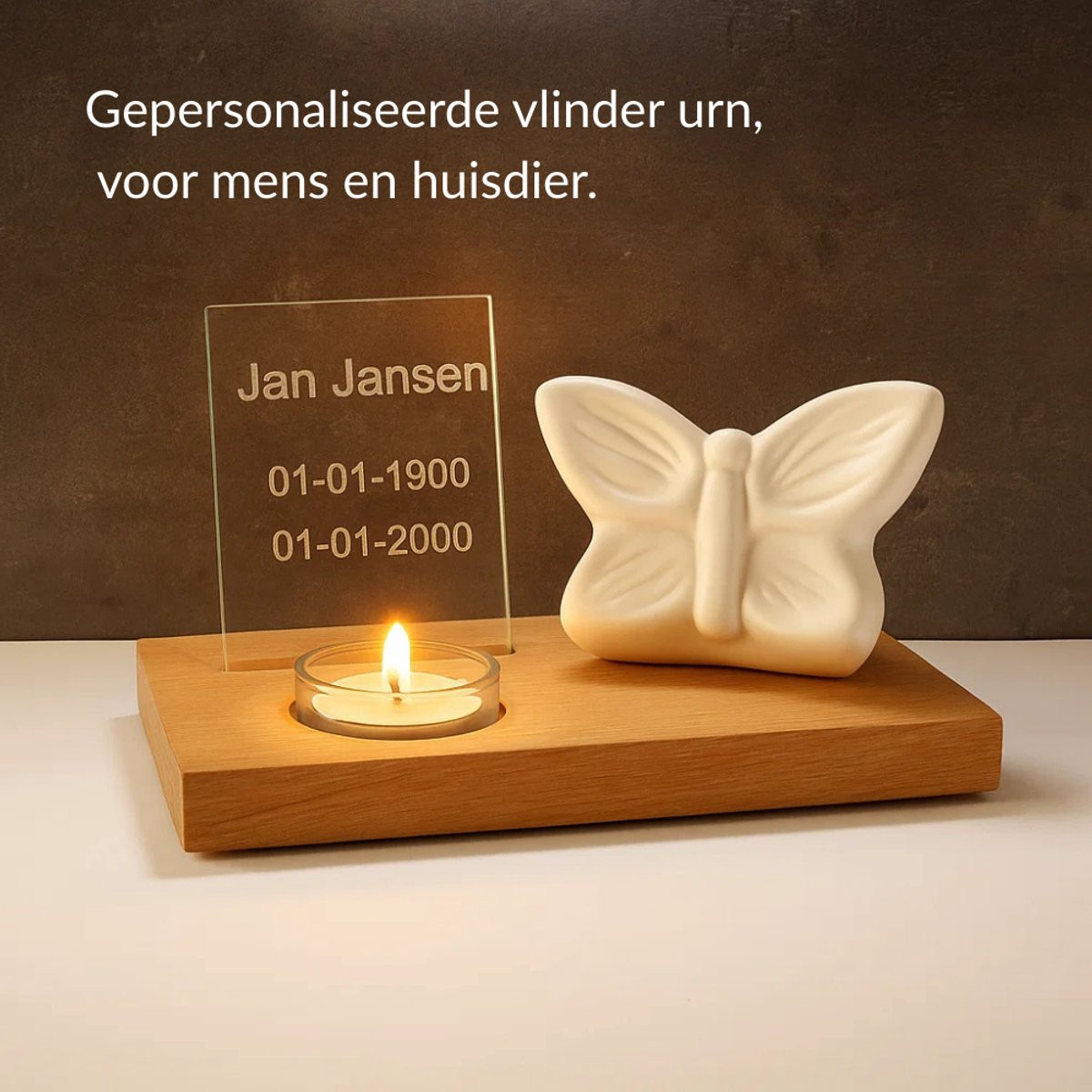 Star Urns Mini Urn Vlinder Wit - Personaliseerbare herdenkingsurn voor mens en dier