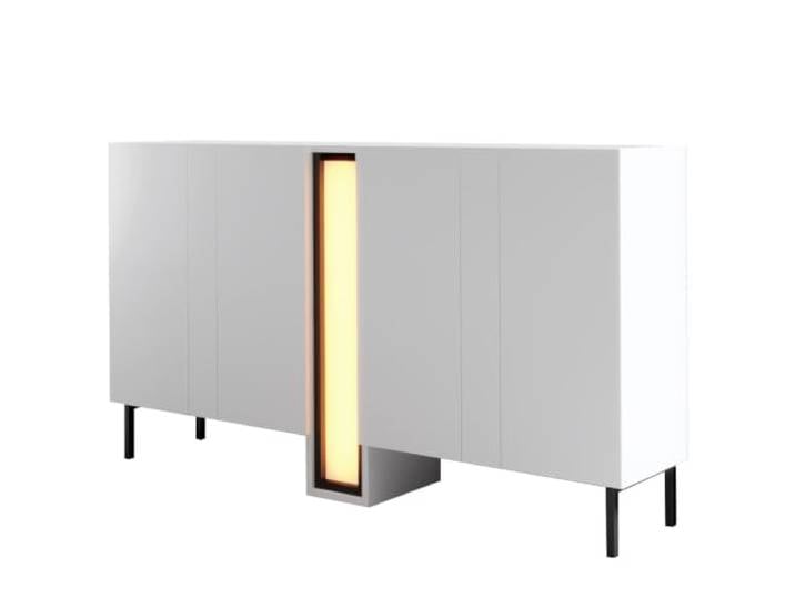 Hanah Home Modern White Console Table with LED Lighting, 155 cm 100% Melamine Coated, Metal Legs, RGB Remote Stylish & Functional Design