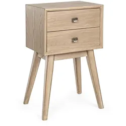 Kommode Alannis aus Eschenholz, klassisch im Retro Chic, natur, 2 Schubladen, 40x30x66 cm