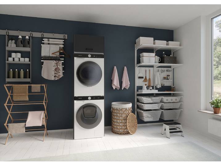 Waschmaschinenschrank Kombi B 63 x 210 x 57cm Grau/Anthrazit