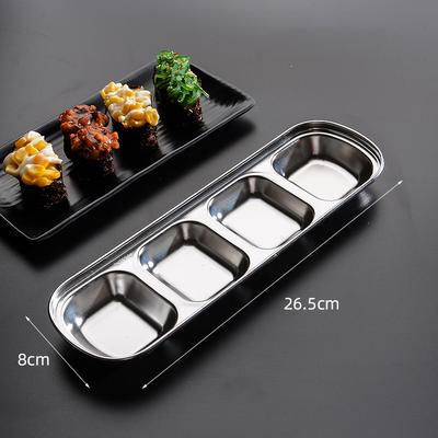 Perfect Picks Market Stainless Steel Divided Dip Bowls Perfect For BBQ, Sauces, And Condiments silver 4 compartment