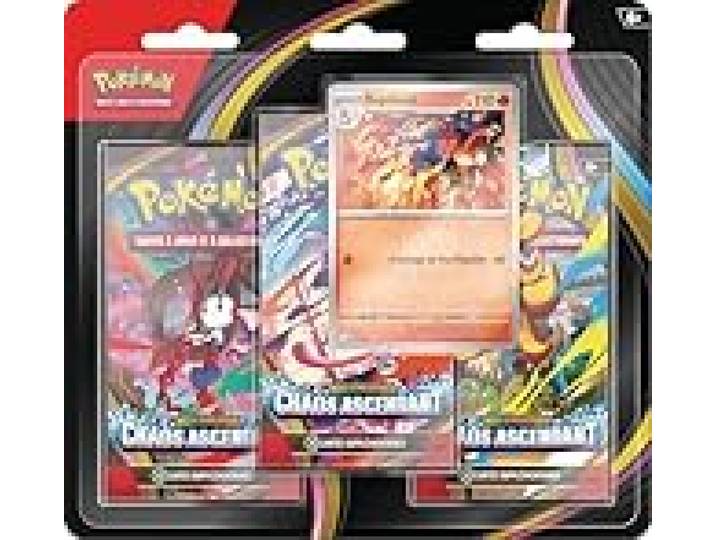 Pokémon : Blister de Trois boosters Méga-Évolution – Chaos Ascendant (1 Carte Promo Brillante et 3 boosters)