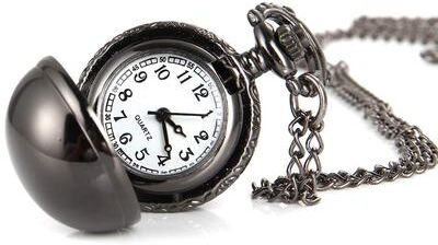 ModernMart Vintage Black Quartz Pocket Watch Necklace For Men And Women Vintage Black Quartz Pocket Watch Necklace For Men And Women