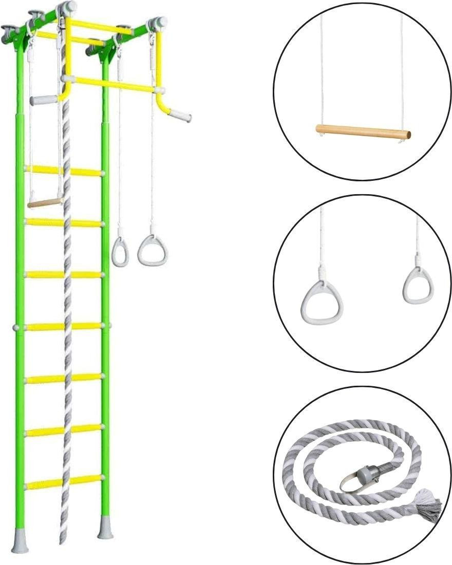 Wallbarz Comet 2 Klimrek voor kinderen met schommel en gymnastiekwiel, lichtgroen