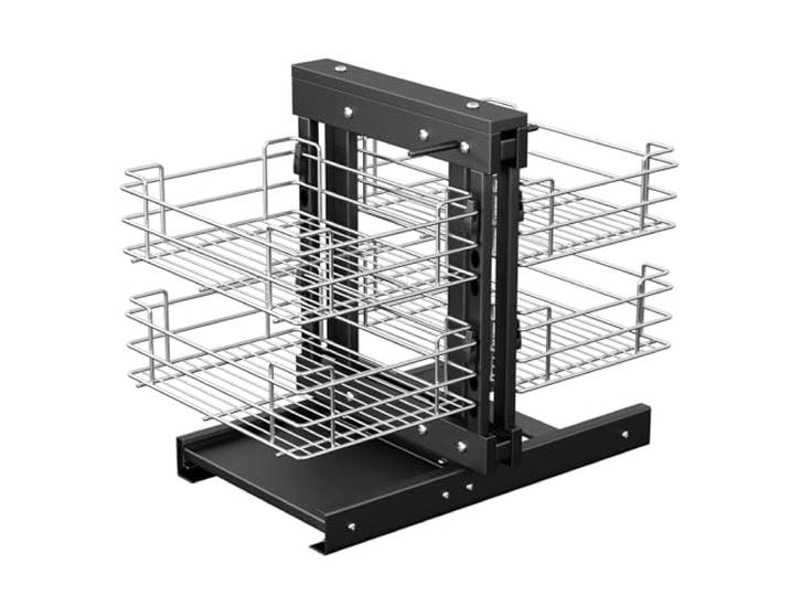 VELPAX Ausziehbarer Küchenschrank Organizer 900 mm für Blinde Ecken, 2-stöckiger Korb Aufbewahrung, Links und Rechtsöffnung kompatibel, Schrank Küchen Robuster Schrank