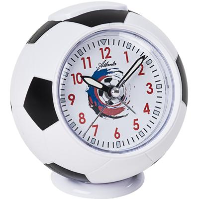 Kinderwecker ATLANTA "Fußballwecker, 1195", schwarz-weiß (weiß, schwarz), Wecker, Kinder, Quarzwecker, in Fußballform, Geschenkidee, Geburtstag, Schulanfang