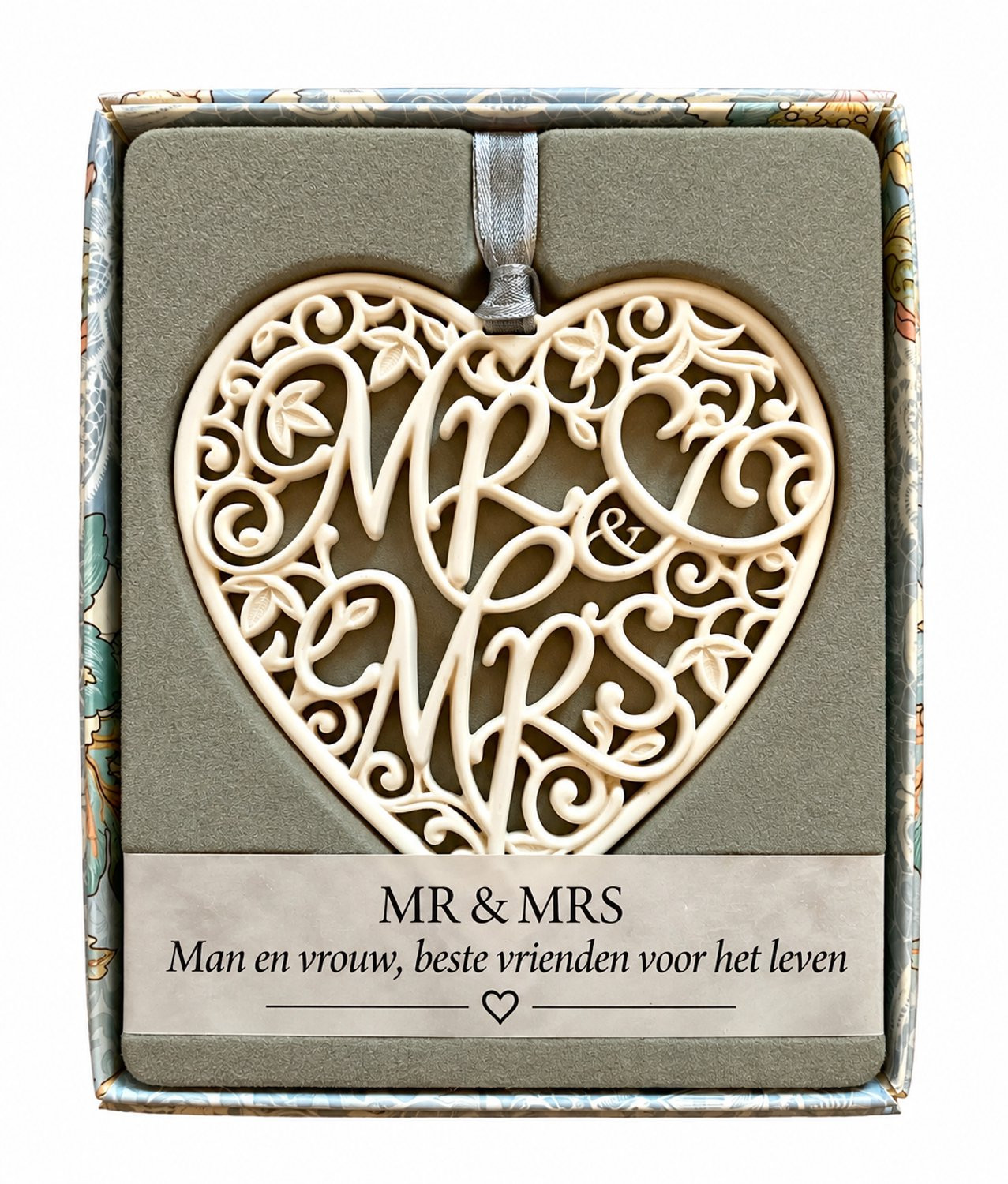 H&&H Hartvormige Spreuktegel MR & MRS Hanger voor Bruiloft en Liefde