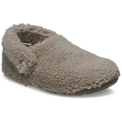Hausschuh CROCS "Kids' Classic Cozzzy Slipper", Damen, Gr. 33, Warmfutter, braun, Croslite™, Textil, Schuhe Hausschuh, Pantoffel, Clog mit Filzwolle