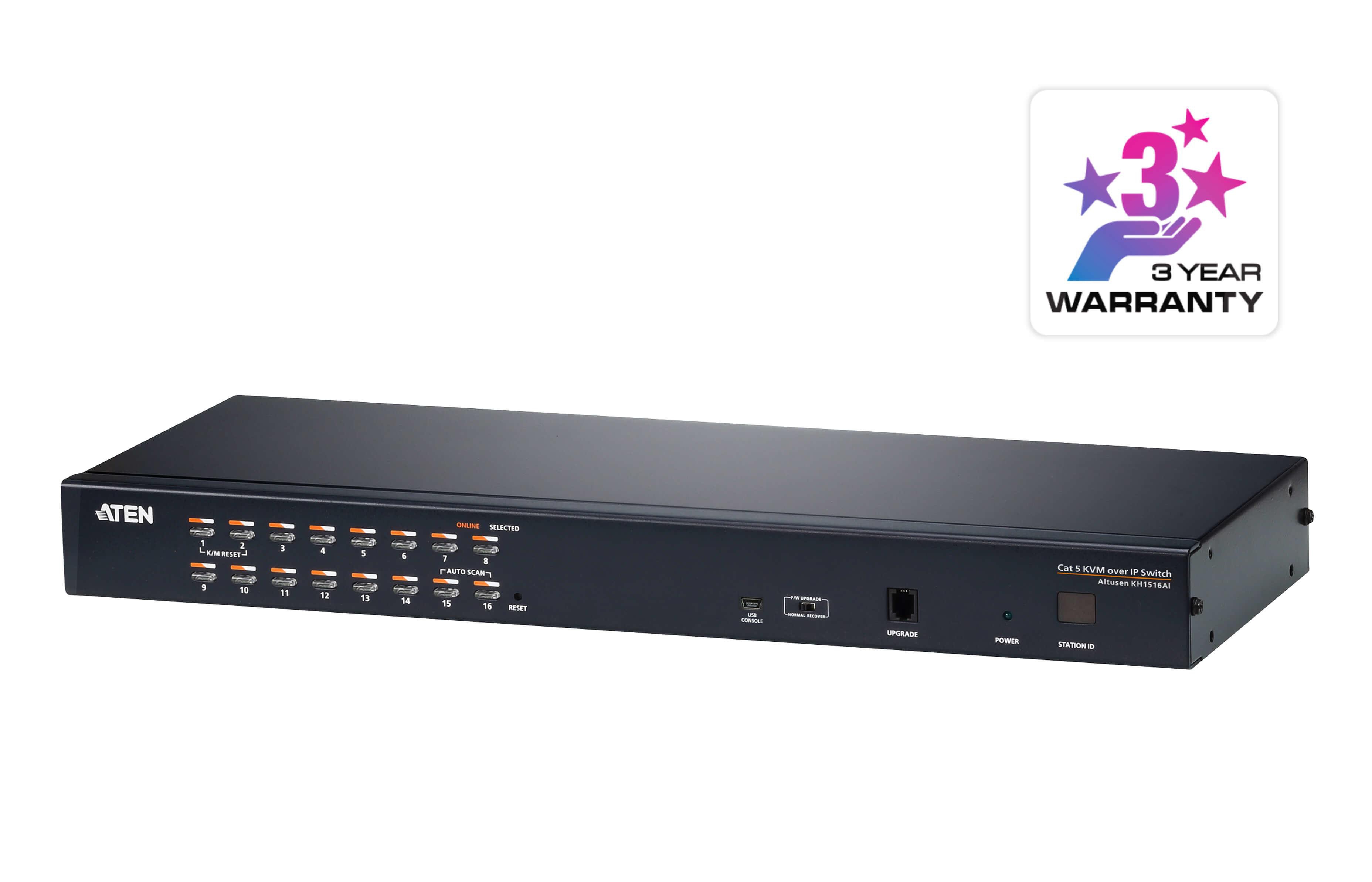 Aten KH1516AI 1-Local/Remote Share Access 16-Port Multi-Interface Cat 5 KVM over IP Switch KH1516AI-AX-G