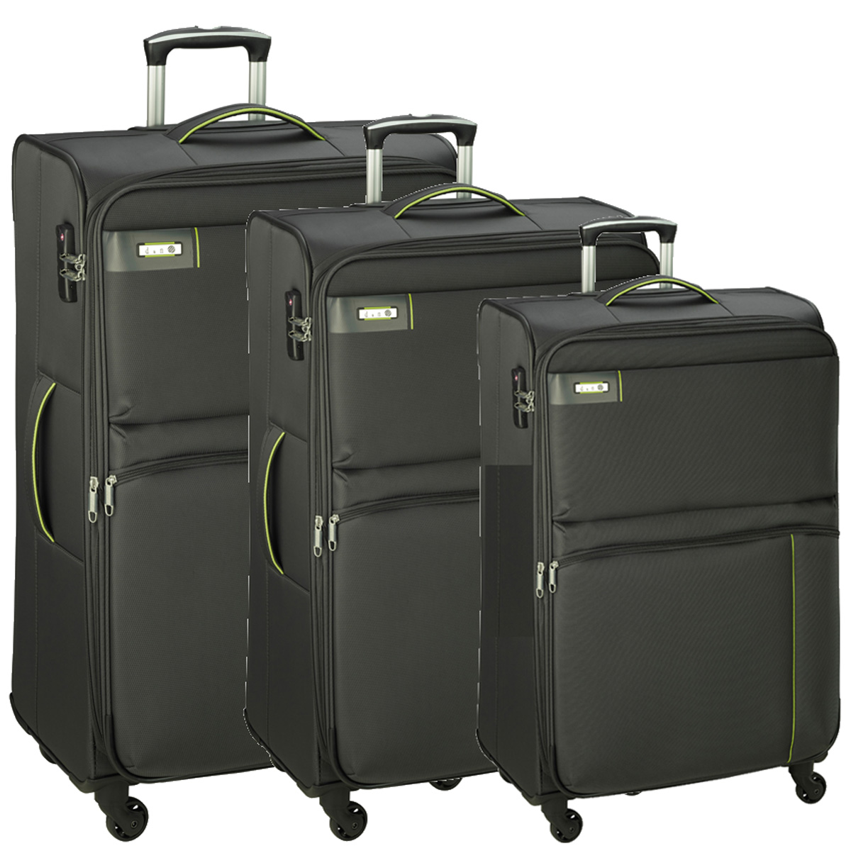 Leichter Koffer, 3-teiliges Trolley Set für Reise auf Räder Grau Bowatex