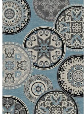 Mayberry Rug Galleria Cosmo Blue Contemporary Pinwheel Rug