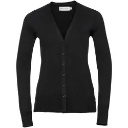 Russell Collection Ladies' V-Neck Knitted Cardigan, black, XS