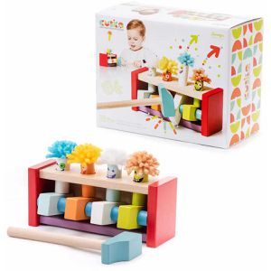 CUBIKA Motorikspielzeug 13746, Jumping Clowns, Klopfbank aus Holz, ab 18 Monate