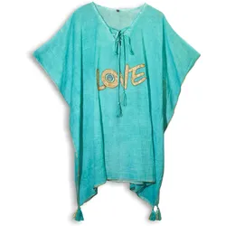 Nomad Sari On the Med Collection - Kaftan - Turquoise & Gold Love Design
