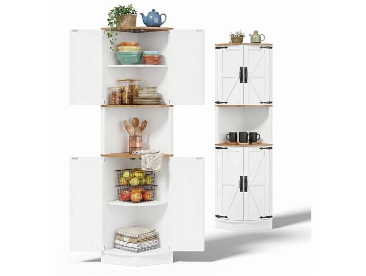 MeubleR : Armoire haute de cuisine\, armoire haute de cuisine 39\,5 x 39\,5 x 180 cm\, blanche\, en MDF