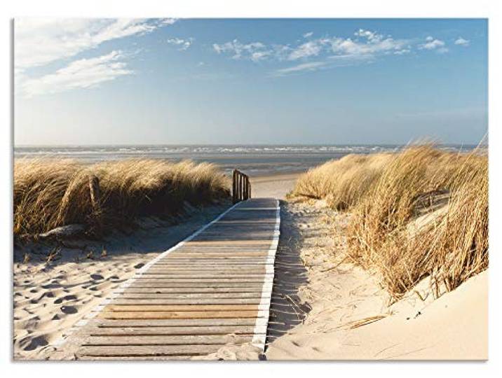 ARTland Spritzschutz Küchenrückwand aus Alu für Küche Herd Spüle 65x90 cm (BxH) mit Motiv Natur Strand Meer Nordsee Dünen Gräser Steg Maritim T5RM