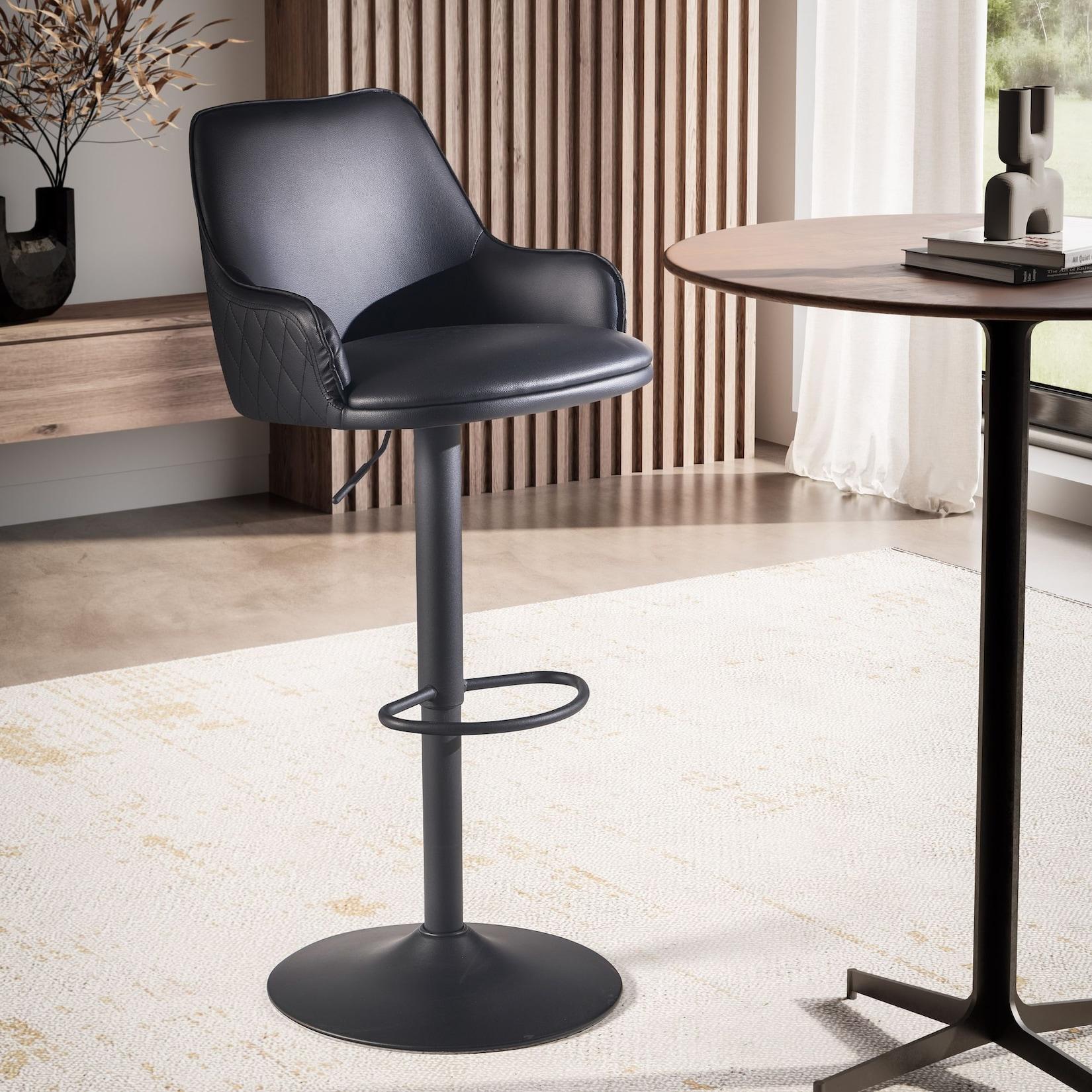Barhocker FineBuy Küchenhocker Kunstleder Schwarz Hocker Bistrohocker Barstuhl