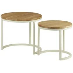 Höffner Home Beistelltisch 2er Set  Idenheim , holzfarben , Maße (cm): H: 43  Ø: 50