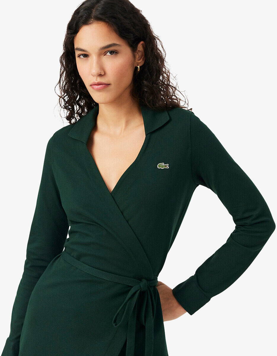 LACOSTE Robe midi manches longues à col polo