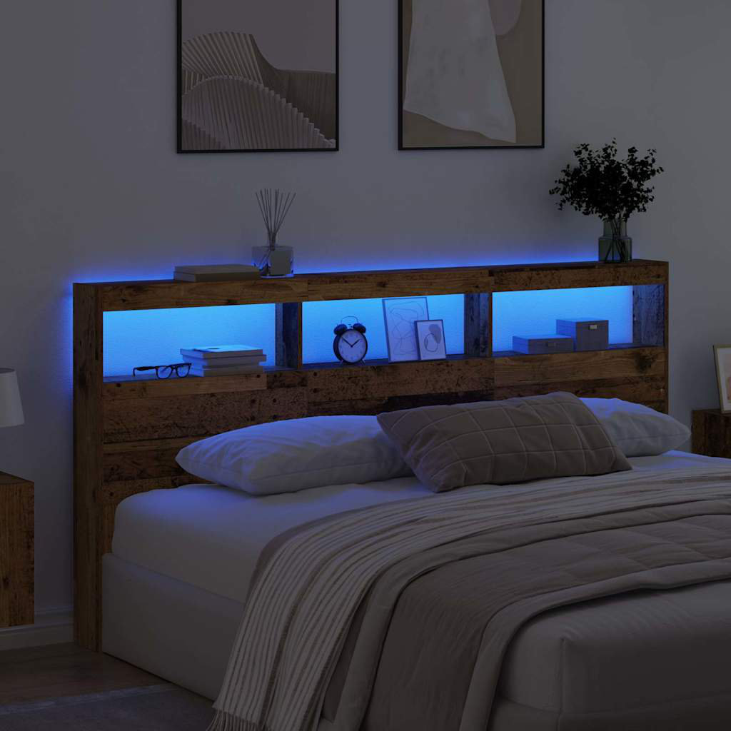 17 Stories 200 x 200cm Bookcase Headboard Old Wood Queen