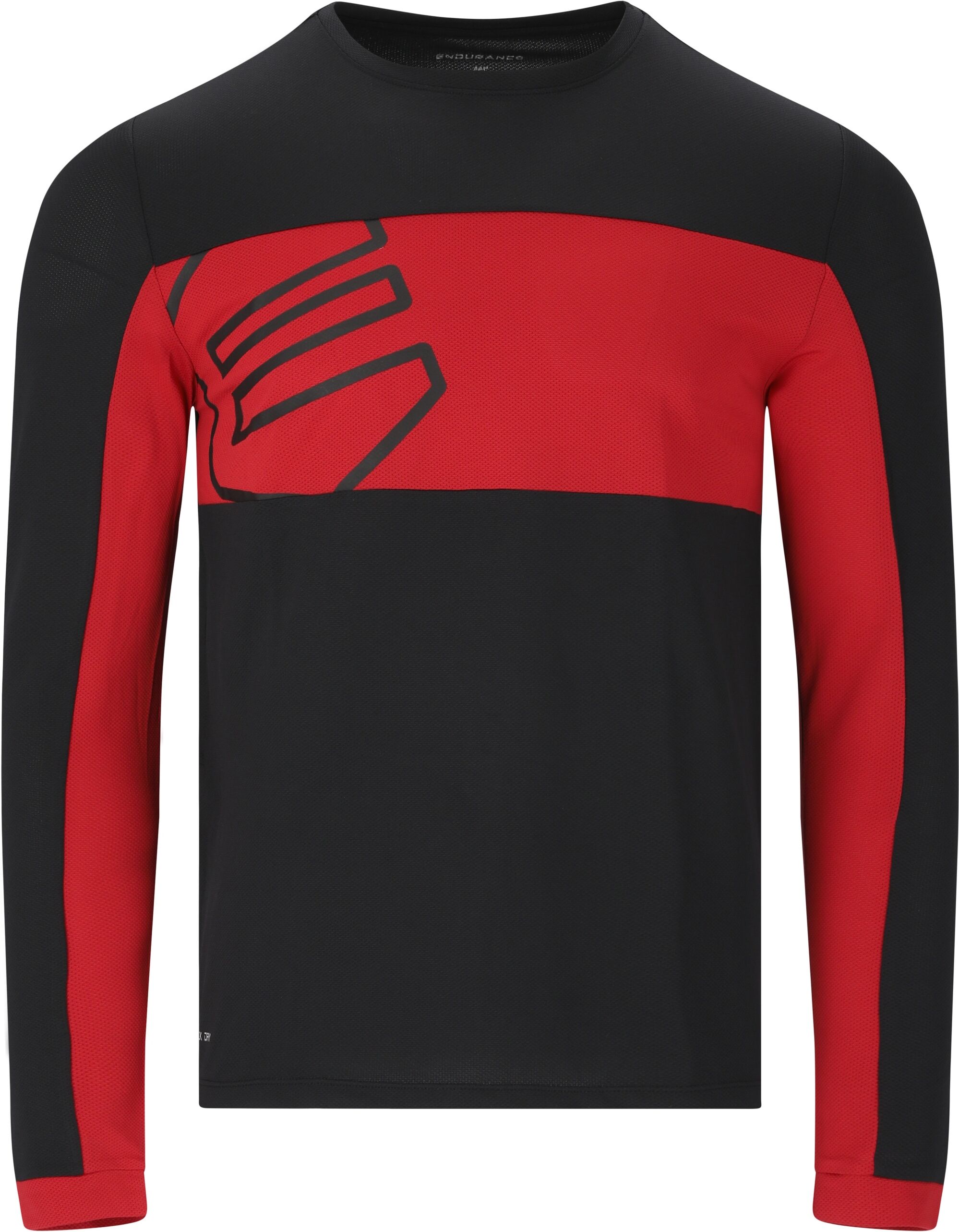 Radtrikot ENDURANCE "Havent", Herren, Gr. S, schwarz (schwarz, rot), 95% Polyester, 5% Elasthan, mehrfarbig, normal, Rundhals, Trikots, mit praktischer Rückentasche