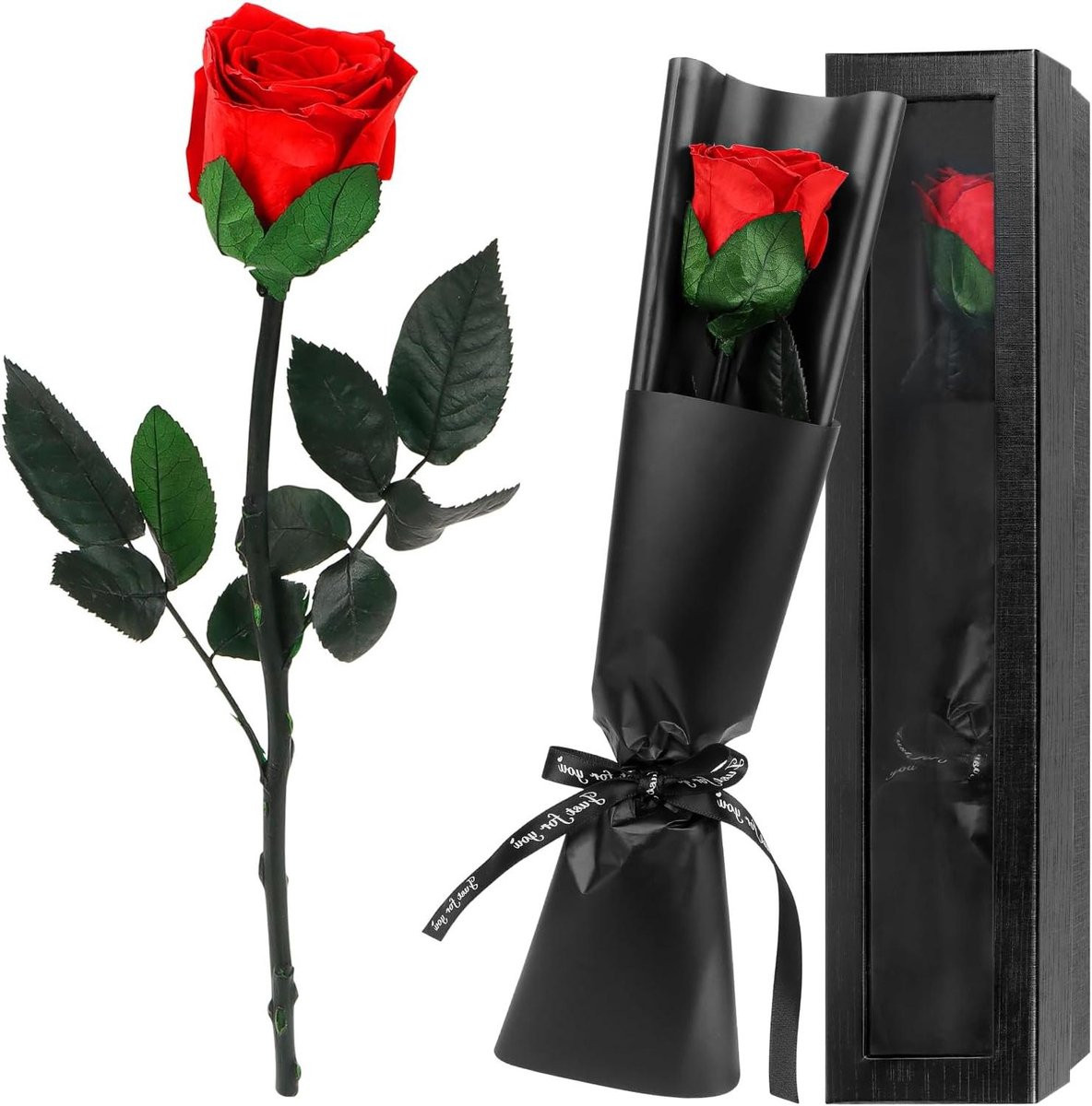 Eeuwige Roos - Geconserveerde Echte Bloem - Rood - 25-28 cm