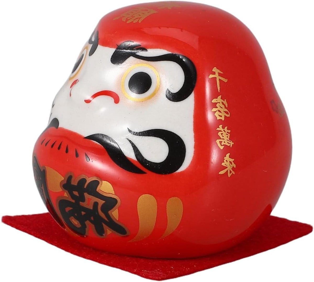 Geluksbeeldje Kat - Rood Dashboard Decoratie - Japanse Esthetiek - Hoogte: 6,5 cm