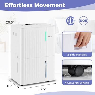 96 Pints Dehumidifier 6000/8000 Sq.Ft Dehumidifier w/ 24H Timer - 74 Pints