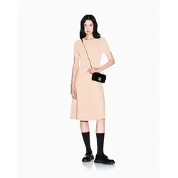 A|X Armani Exchange für Damen. XW001885AF10352U6149 Silhouette beigefarbenes Kleid (XS), Lässig, Klassisch, Viskose, Kurzarm