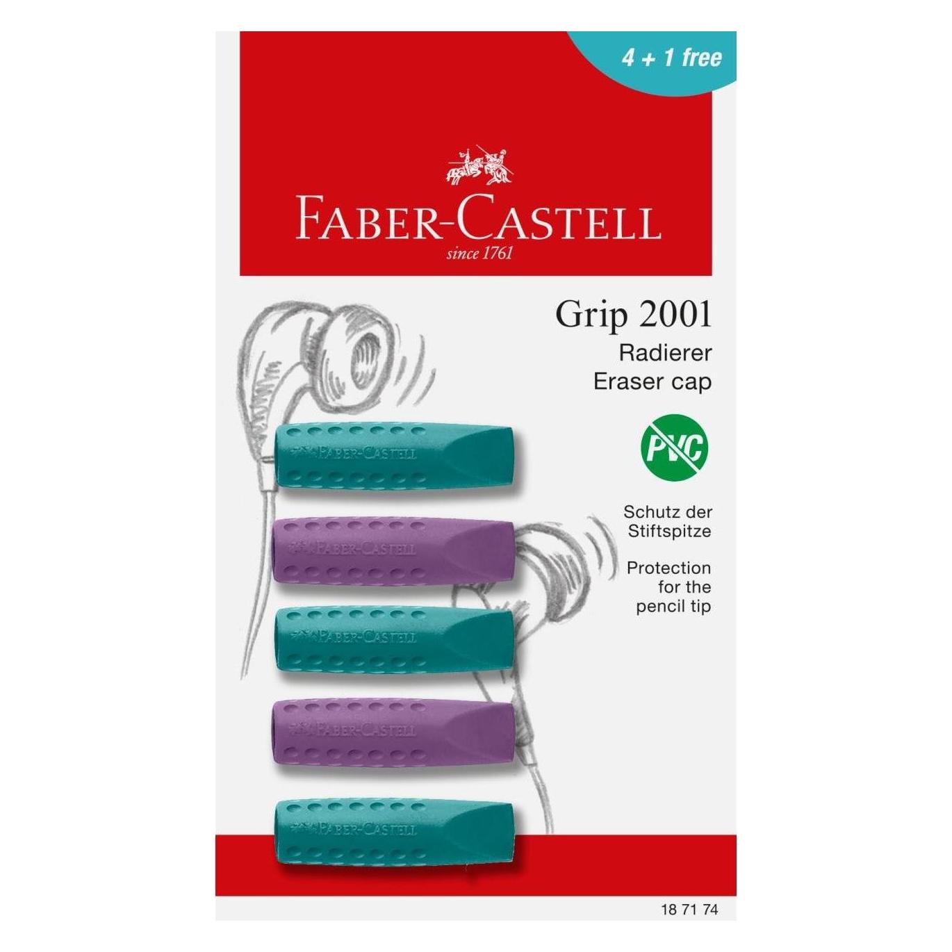 Faber-Castell Radierer eraser cap Grip 2001 5x BK (187174)