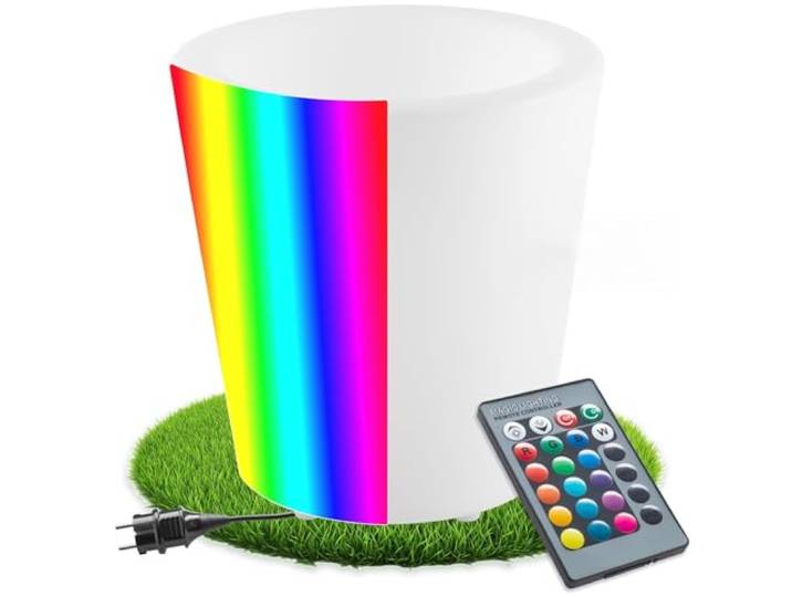 tectake® LED Leuchtzylinder, 16 RGB-Farben,5 Lichtmodi, beleuchteter Blumentopf Pflanzen, Weinkühler, Eisbehälter, IP44 - Curve Cooler, Ø 38 x 40 cm