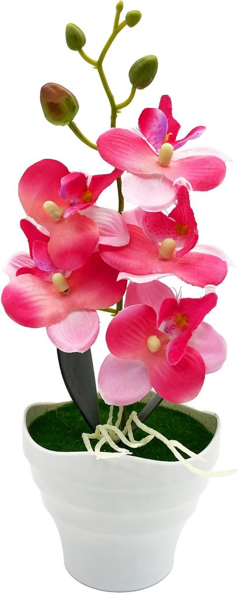 Nep Orchidee Pot Roze - Realistische Kunstbloem Decoratie - Hoogte: 27 cm