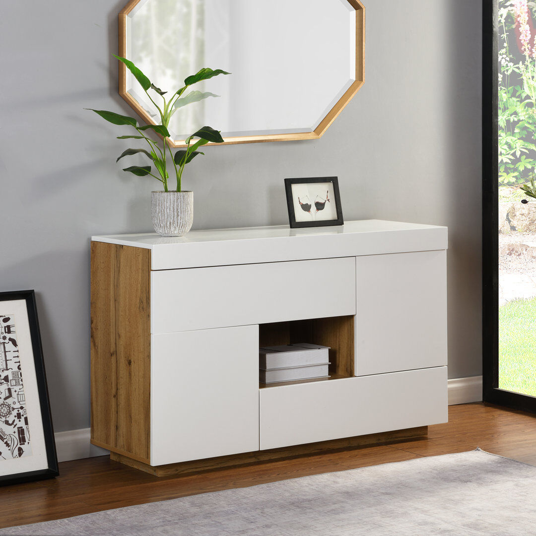 Brayden Studio Sorrento 120 cm W Sideboard White/Oak 76cm H X 120cm W X 41.5cm D