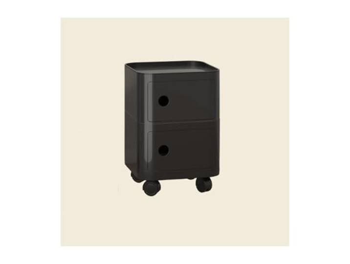 Nachttisch, Schlafzimmer-Nachttisch, Beistelltisch mit Stauraum for Schlafzimmer, mit 360°-Riemenscheiben, jede Schicht kann zerlegt werden(Black,32X45CM)