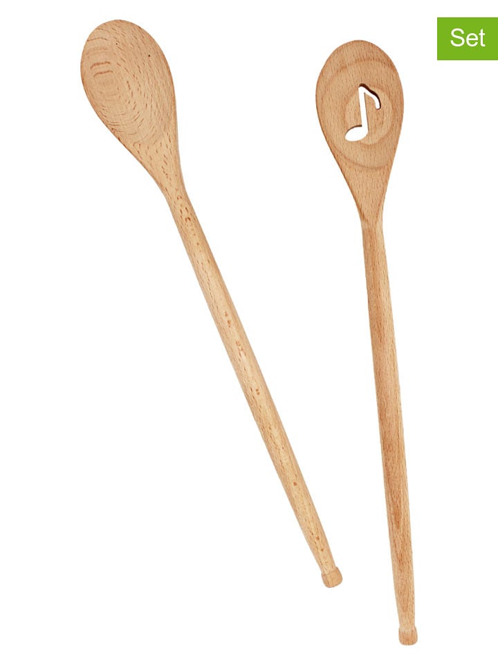 Winkee 2er-Set: Kochlöffel ''Drumstick'' in Beige - (L)33 cm - onesize