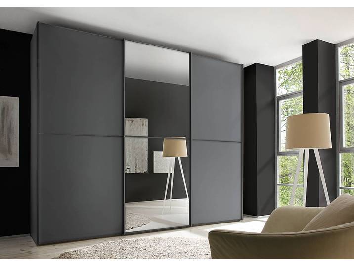 Schwebetürenschrank Typ B 280 x 240cm Grau/Graphit Basic Grau