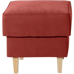 HOCKER Karlen Bezug Veloursstoff Buche natur / terracotta