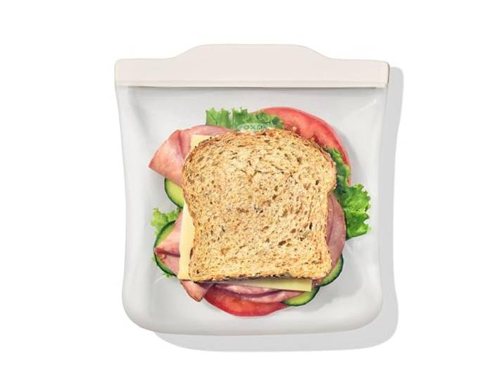 OXO Good Grips Wiederverwendbarer Silikon-Sandwichbeutel 828mL, Haferfarben