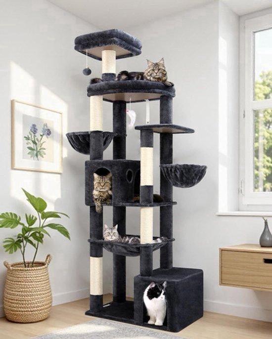 Klettergerüst XXL - Donkergrau - 194 cm Höhe - für 3-5 große Katzen
