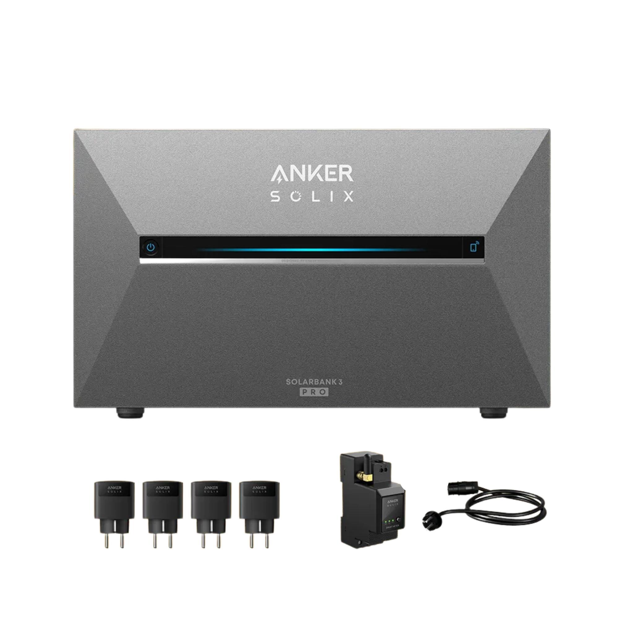 Balkonkraftwerk Speicher, Anker SOLIX Solarbank 3 E2700 Pro 2688Wh inkl. Anker Smarten Zähler und Smart Plugs für Balkonkraftwerk